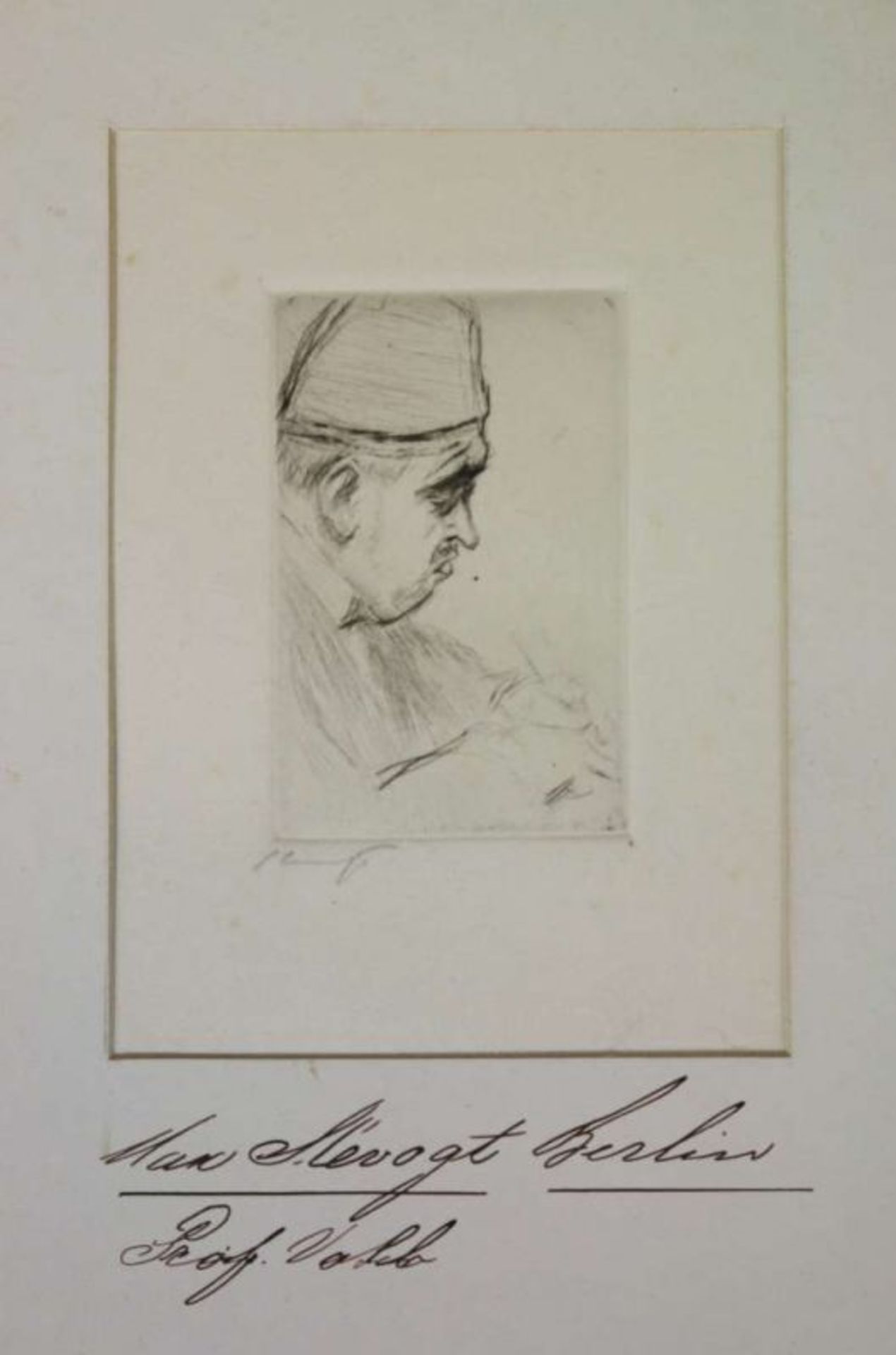 Max Slevogt, zwei Blatt Grafik: " Prof. Volb", Radierung, 7 x 4,5 cm; "Bildnis Herman [...] - Bild 3 aus 6