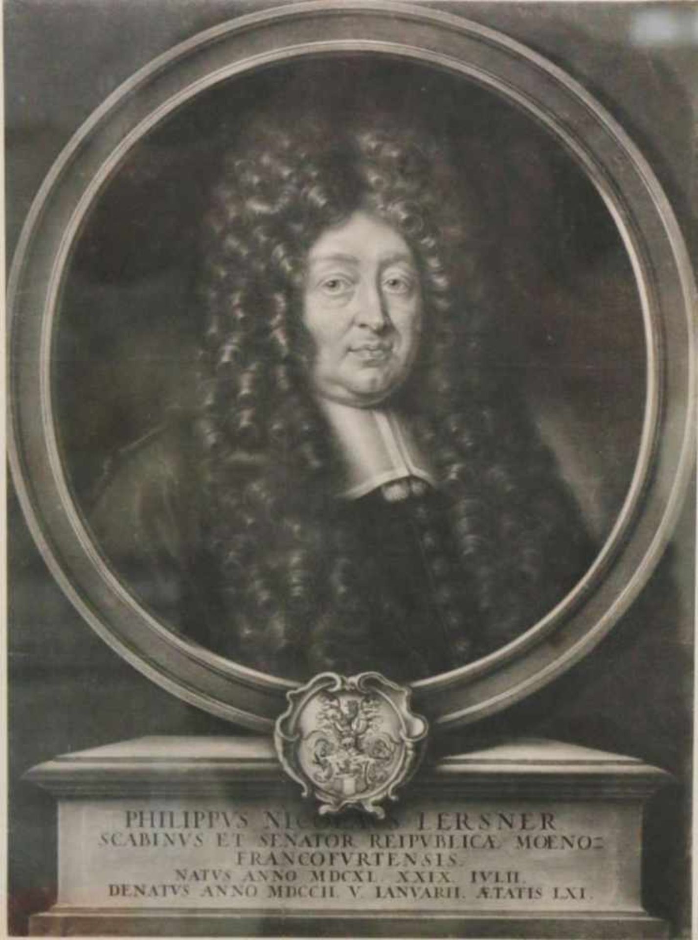 Porträt Philipp Christian Lersner (1640-1702, Senator von Frankfurt), Mezzotinto, [...]