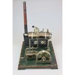 DC Doll et Cie.. Riesige Dampfmaschine um 1920, liegender Kessel KD: 11 cm, Kl: 29 cm mit Armaturen,