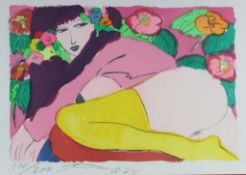 Walasse TING, Lithographie "Pink Lady", 1985, sign. u. dat., Expl. 170/200. Maße: ca. 70 x 100 cm.