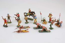 Konvolut Elastolin Figuren, Indianer und Cowboys, Insgesamt 16 Figuren, 7 cm. Guter Zustand.
