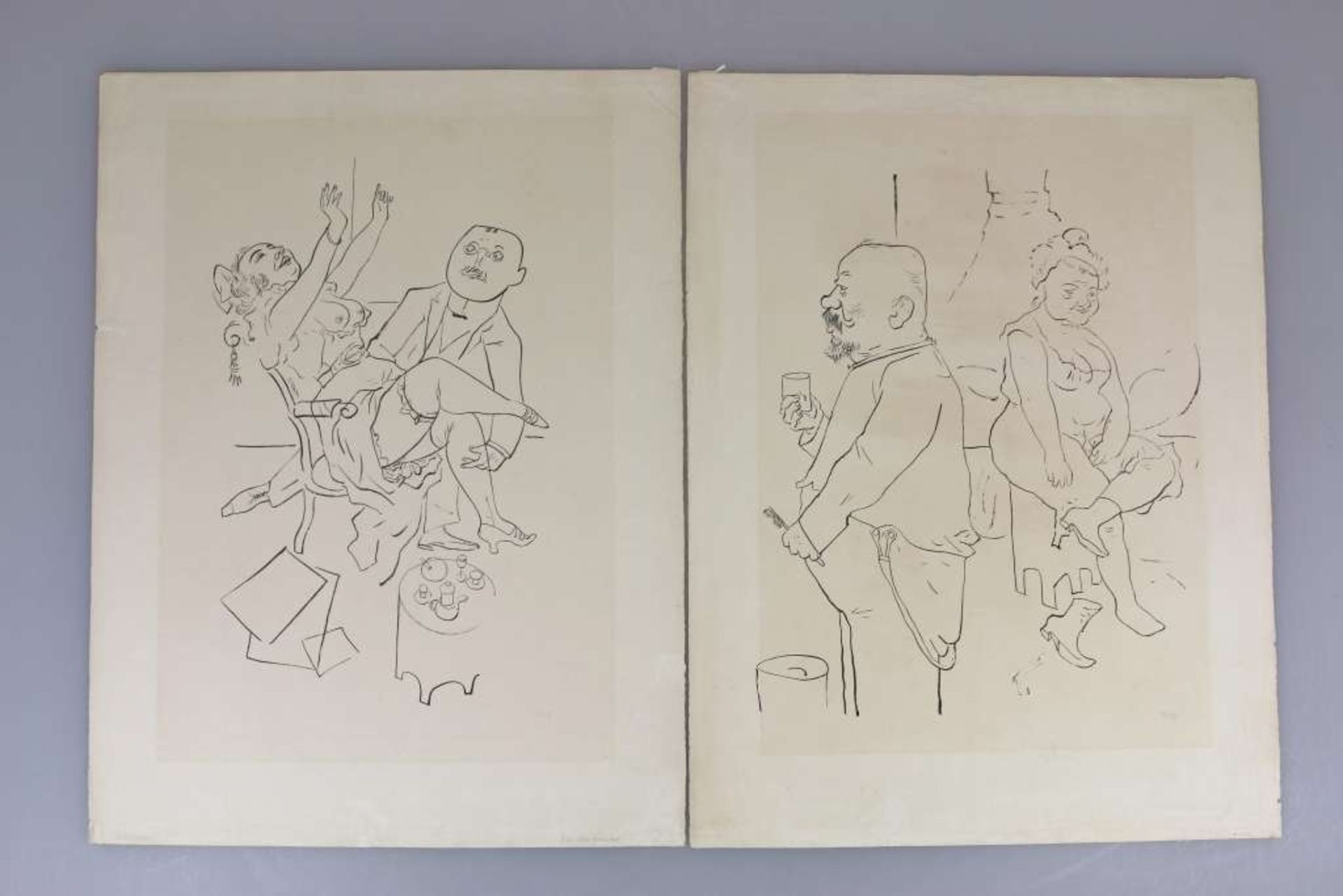 George GROSZ (1893-1959), zwei Fotolithografien, unten rechts bez. Grosz, verso handschriftlich