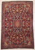 Persien Bidjar, Wolle, florale Muster in vorwiegend Rot- und Orangetönen. Maße: ca. 158 cm x 107 cm,