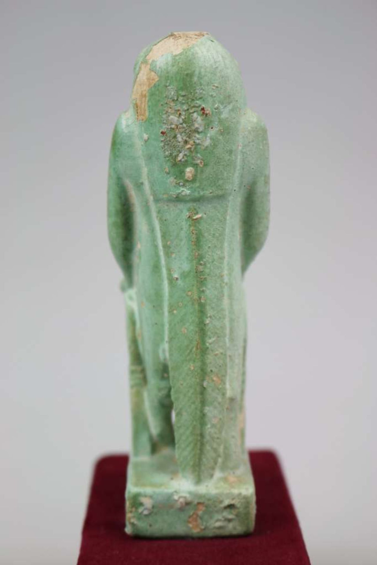 Ägypten, Statuette der Gottheit Taweret, Schutzgottheit der Geburt und Fruchtbarkeit, grün glasierte - Bild 3 aus 3