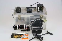 Bolex Paillard H 16 Reflex 16 mm Filmkamera mit Zubehör, Objektiv Kern-Paillard Vario-Switar 1:2,