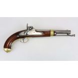 Amerikanische Perkussionspistole H. Aston Model 1842. Lauf mit glatter Seele im Kal. 54.