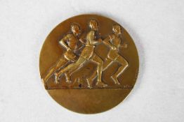 Wehrmachts Sportwettkämpfe Paris 1942. Bronze-Medaille. Avers: 3 Läufer, Gravur: H. Demey. Revers