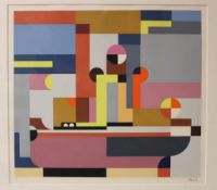Walter Dexel, (1890 - 1973) Farbserigraphie, "Salonprachtdampfer", rechts unten signiert, links