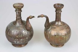 Nordafghanistan/Zentralasien, Paar Wassergefäße, Mitte 19 Jh., Kupfer ehemals verzinkt mit