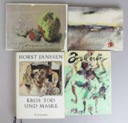 Horst JANSSEN, 4 Bände, je monogr.: Eros Tod Maske, Drollerie, November, Svanshall (mit Radierung).