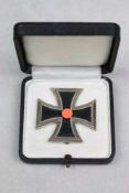 Eisernes Kreuz 1939 1. Klasse im Etui, ohne Hersteller. geschwärzter Eisenkern, im schwarzen Etui