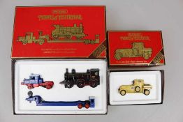 Matchbox, Models of Yesterday. Pickfords Tieflader mit Lok G.E.R. E4 sowie YS-38 Rolls Royce