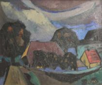 Hermann WIEHL (1900-1978), Landschaftskomposition, Öl auf Leinwand. Maße: 49 x 59 cm. Gerahmt.