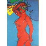 CORNEILLE (1922-2010), Farblithografie, "La femme rouge et l'oiseau" 89, Expl. 9/140. Maße: ca.