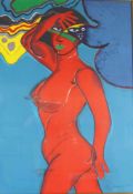 CORNEILLE (1922-2010), Farblithografie, "La femme rouge et l'oiseau" 89, Expl. 9/140. Maße: ca.