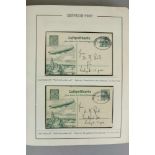 Album Zeppelinpost, 73 mit Fotoecken eingelegte Karten, Umschläge, Zettel, jeweils beschriftet sowie