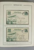 Album Zeppelinpost, 73 mit Fotoecken eingelegte Karten, Umschläge, Zettel, jeweils beschriftet sowie