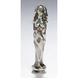 Jugendstil Petschaft, "Junge Frau als Halbakt", Silber 800, vollplastische Darstellung mit