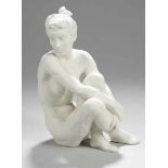 Bisquitporzellan-Figur, "Sitzendes Mädchen/Am Strande" Rosenthal, Kunstabteilung Selb, 40er Jahre,
