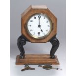 Kamin-Uhr, Dufa - Deutsche Uhrenfabrik, um 1900-20, Eichengehäuse, teils ebonisiert, 2-Tagewerk,