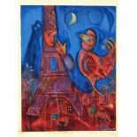 Chagall, Marc, Witebsk 1887 - 1985 Paul de Vence. "Bonjour Paris", Farblithographie, in der Platte