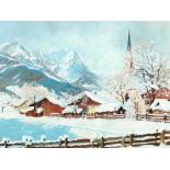Monogrammierender Maler H.H., dt. Schule 1. Hälfte 20. Jh. "Gebirgslandschaft im Winter",