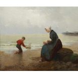 Charlet, Maler des 19./20. Jh. "Mutter mit Kind am Strand", sign., Öl/Lw., 45 x 55 cm