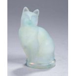 Glas-Tierplastik, "Chat", Maurius Ernest Sabino, Paris, um 1930, auf flachem Rundsockel