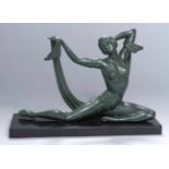 Weißbronze-Plastik, "Tänzerin mit Schal", Mollin-Balleste, Enrique, Barcelona 1893 - 1958 Paris,