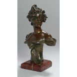 Bronze-Plastik, "Damenbüste", Straeten, Georges van der, Gent 1856 - 1928 Paris, vollplastische