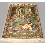 Bildteppich, sog. Haremsteppich, Täbriz, NW-Iran, ca. 30 Jahre alt, Korkwolle auf Baumwolle, sehr