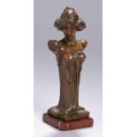 Bronze-Büste, "Jugendstil-Schönheit", anonymer, wohl französischer Bildhauer um 1900,