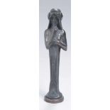 Bronze-Petschaft, "Jugendstil Mädchen", anonymer Bildhauer um 1900, vollplastische, stehende