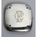 Jugendstil Zigaretten-Etui, dt., um 1910, Silber 800, rechteckige Form, scharniert, Deckel besetzt