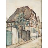 Croissant, Eugen, Landau 1898 - 1976 Urfahrn am Chiemsee. "Fachwerkhaus in der Pfalz", Aquarell,