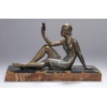 Art Déco Weißbronze-Plastik, "Buchlesendes Mädchen", Chiparus, Demetre H., Doroboi 1886 - 1947