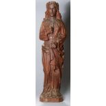 Holz-Plastik, "Siegesgöttin", Bildhauer 19./20. Jh., auf Querrechtecksockel mit abgeschrägten