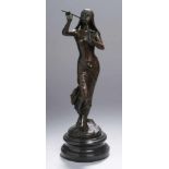 Bronze-Plastik, "Muse beim Flötespiel", Drouot, Edouard, Sommevoire 1859 - 1945 Paris,