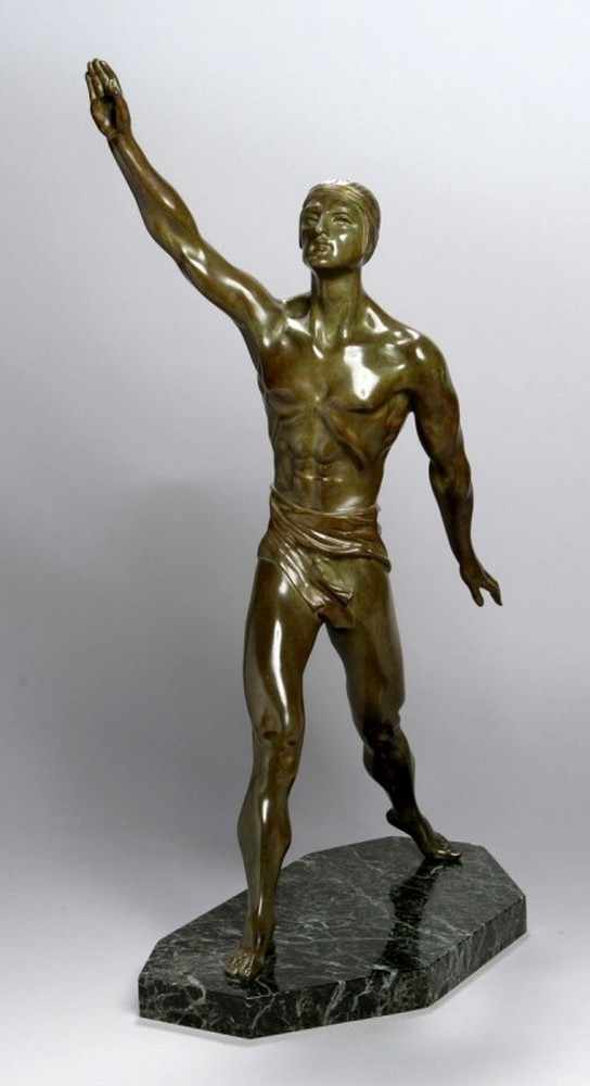 Bronze-Plastik, "Sieger", am Sockel sign. Varnier, französischer Bildhauer um 1920,