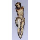 Elfenbein-Fragment, "Miniatur-Corpus Christi", 17./18. Jh., vollplastische Darstellung mit