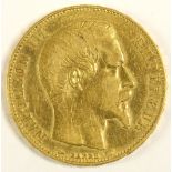 Münze, Frankreich, 1855, Gold 900, 20 Francs, 6,45 gr.