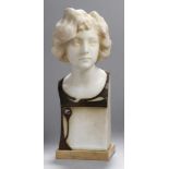 Büste, "Junge Dame", Fanfani, Bildhauer um 1900, vollplastische Darstellung mit im Nacken zu