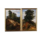 Anonymer Maler, 19. Jh., Pendants. "Baumbestandene Landschaften", Öl/Lw., 50 x 33 cm