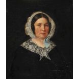 Anonymer Maler, um 1800-20. "Damenportrait", Öl/Lw. auf Hartfaser, 65 x 55 cm