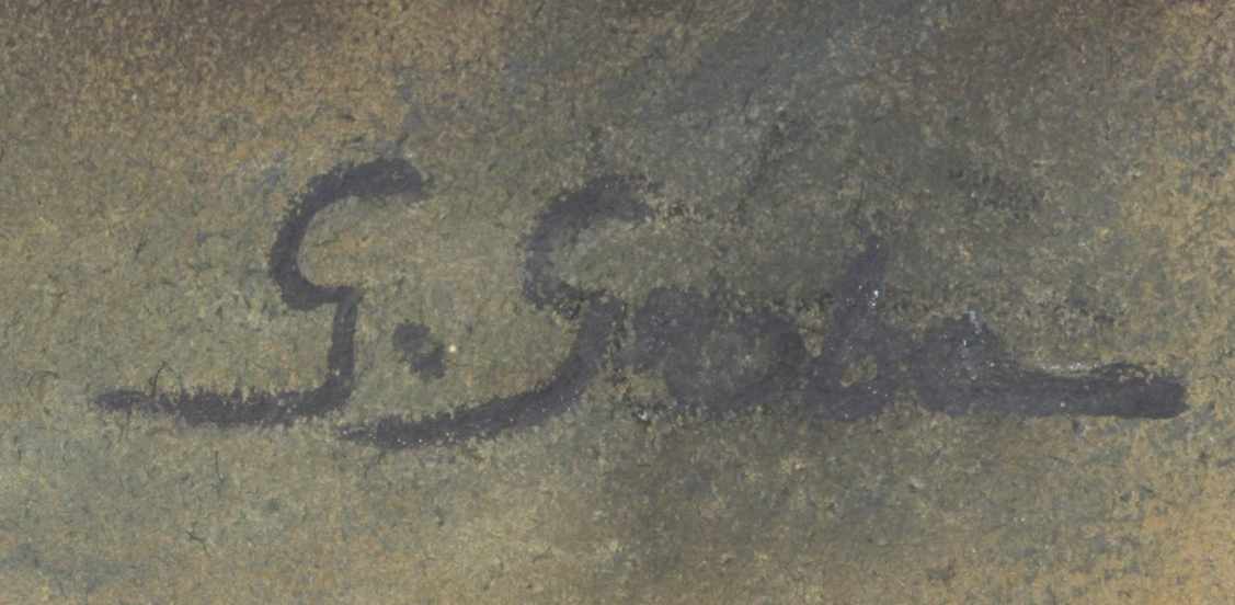 Grobe, G., dt. Maler 1. Hälfte 20. Jh. "Schäfer mit Herde", Pastell, sign., 30 x 45 cm - Image 2 of 2