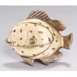 Elfenbein-Netsuke, "Fisch", Japan, Meiji-Periode, vollplastische, flache Darstellung eines