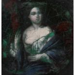 Anonymer Maler, wohl 18. Jh. "Damenportrait", Öl/Metall, 30,5 x 29 cm, Craquelé, zahlreiche