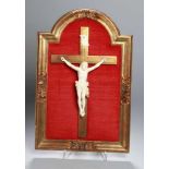 Elfenbein-Corpus Christi an Kreuz auf Rahmung, Frankreich, Manceau, 2. Hälfte 19. Jh.,
