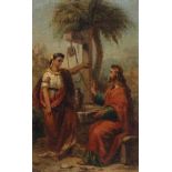 Anonymer Maler, 19. Jh. "Jesus mit der Samariterin am Jacobsbrunnen", Öl/Lw. auf Holz, 20 x 13 cm