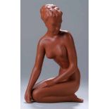 Terracotta-Figur, "Weiblicher, kniender Akt", Gmundner Keramik, 50er Jahre, Entw.: Alfons Steiner,